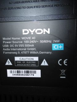 Kod do pilota uniwersalnego dla telewizora DYON Movie40