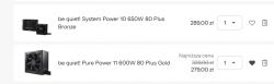 Dwa zasilacze be quiet!: System Power 10 650W 80 Plus Bronze za 289 zł oraz Pure Power 11 600W 80 Plus Gold za 279 zł.