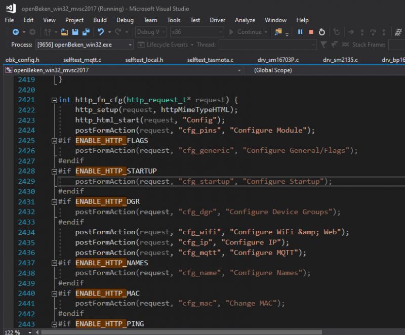 Code editor with a fragment of openBeken_win32_msvc2017 file Screenshot of a code editor showing a fragment of the openBeken_win32_msvc2017 file.