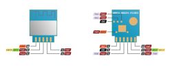 Pinout diagrams of WB2S and WB02A modules with GPIO and interface labels