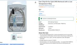 Amazon product page screenshot for SRA Fast Chip SMD removal kit, showing package photo and $9.99 price.