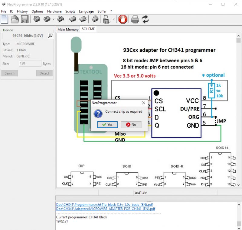 Zrzut ekranu programu NeoProgrammer do odczytu pamięci EEPROM.