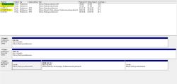 Zrzut ekranu managera dysków Windows pokazujący trzy dyski: SSD, HDD i NVME SSD z partycjami zaznaczonymi na żółto.