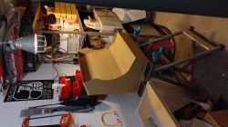 Arcade Machine Model in Workshop Cardboard model of a bartop arcade machine in a workshop.