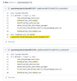 build.sh script code for the OpenBK7231T and OpenBK7231N projects.