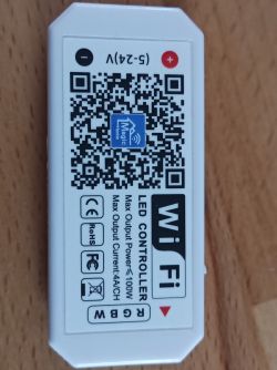 Magic Home WiFi LED Controller WiFi LED controller with QR code and Magic Home logo.