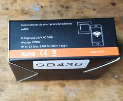 WiFi Relay SB436 Box Box of WiFi relay QS-WIFI-S03 labeled SB436