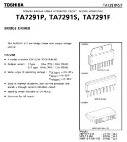 Dokumentacja układu TA7291P/S/F Toshiba - Sterownik mostka H