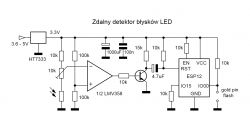 Remote LED Flash Detector Schematic Electrical schematic of a remote LED flash detector.