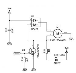Układ sterowania silnikiem wibracyjnym z mikrokontrolerem AVR: Tranzystor PMV37ENEAR i dioda BAV70