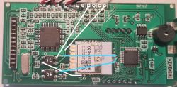 SMTONOFF Mainboard with UART Transmission Lines Marked Close-up of SMTONOFF mainboard with highlighted TX and RX UART communication traces.