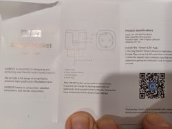 User manual for AUBESS Smart Socket with visible specifications and QR code.