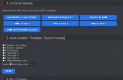 Software settings panel with options for selecting and auto-switching themes.