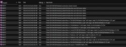 MQTT connection log showing various operations for client named SH-EM-EB-Rolladen.