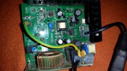 Electrolux Beam BM285EA Vacuum Cleaner Power Supply Board Electrolux Beam BM285EA vacuum cleaner power supply board with electronic components and wires.