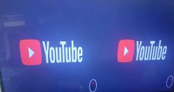 Double YouTube Logo on TV Screen TV screen displaying a double YouTube logo.