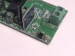 WiFi Relay Board with CB2S Module WiFi relay board with electronic components and CB2S module.