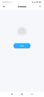 Mobile app screen with Schedule header and a large blue Add button in the center.