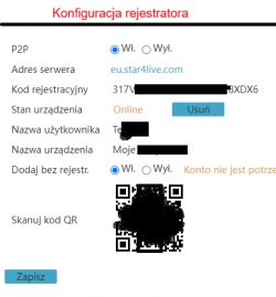 Zrzut ekranu konfiguracji rejestratora monitoringu.