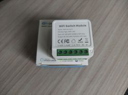 MINI-W1-2CH WiFi Switch Module MINI-W1-2CH WiFi switch module on packaging.