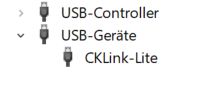 USB device list showing CKLink-Lite under USB devices