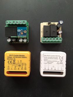 Wi-Fi Curtain Modules and Enclosures Two Wi-Fi curtain modules and their enclosures on a black background.