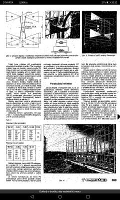 Skan strony z artykułu o antenach: rysunki i czarno-białe fotografie reflektora parabolicznego