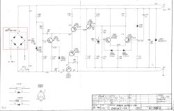 Schemat zasilacza +15 V oscyloskopu OS-710 z zaznaczonym prostownikiem D901
