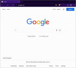 Screenshot of the Google homepage in a web browser with a dark theme.