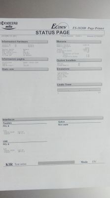 Kyocera 1020D - kresek po czyszczeniu, toner się sypie