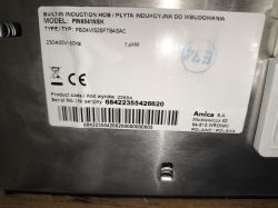 Tabliczka znamionowa płyty indukcyjnej Amica PIN6541NSK z danymi technicznymi