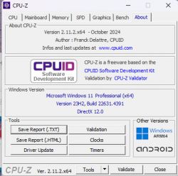 Zrzut ekranu programu CPU-Z pokazujący informacje o systemie.