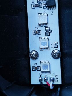 Electronic Circuit with LED Components Close-up of an electronic circuit with LED components and mounting screws.