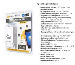 WS-05H1 WiFi Controller - Packaging and Specifications Packaging of WS-05H1 WiFi controller with technical specifications displayed.