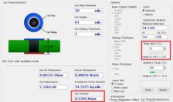 Czy VIA 18mil obsłuży 500mA? Wątpliwości co do kalkulatora PCB