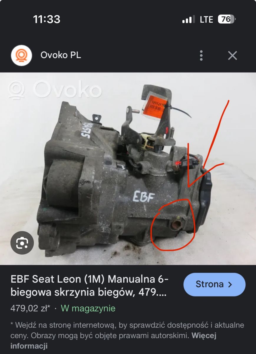 Wlew oleju do skrzyni biegów w Seat Leon 1M - lokalizacja korka?