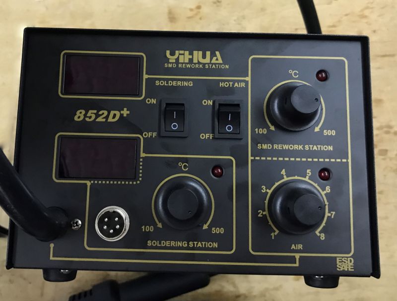 Practical test of the Yihua 852D+ soldering station (2-in-1, hot air 700 W and 60 W 900M flask solde