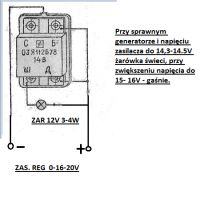 Schemat alternatora trzydiodowego T25 - uzwojenia i pomiary oporu
