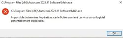Windows error: Main.exe blocked (Autocom 2021.11) Windows error dialog about Autocom 2021.11 Main.exe, saying the file contains a virus or potentially unwanted software