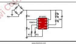 Schematic of an LED driver circuit with PWM and current sensing.