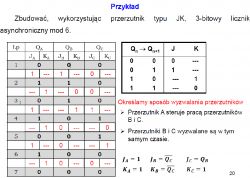 Licznik asynchroniczny mod 6 na przerzutnikach JK z niestandardową tabelą Licznik asynchroniczny mod 6 na przerzutnikach JK z niestandardową tabelą