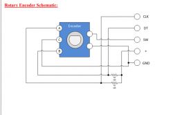 Rotary encoder schematic with pull-up resistors.
