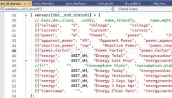 Screenshot of a text editor showing a fragment of C code related to sensor definitions.