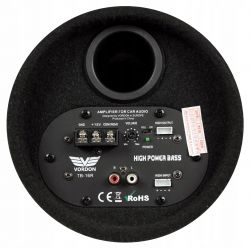 Podłączenie subwoofera Vordon TB-1 do radia - wyjścia i styk CON (REM)