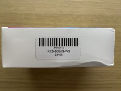 Image of a box with a label showing the barcode and model KES-606US-W3.