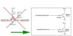 Which transistor/scaler? - reading data from an electronic caliper