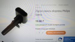 Złącze zaworu ekspresu Philips Saeco na stronie internetowej sklepu, cena 19,00 zł.