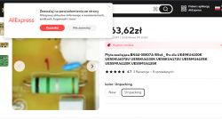 Zrzut ekranu z oferty na AliExpress, prezentujący płytę zasilającą z dużym widokiem na rezystor.