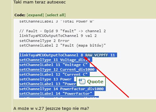 Screenshot showing code related to TuyaMCU and channel configuration.