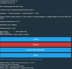 Screenshot of a user interface displaying system data and configuration buttons.